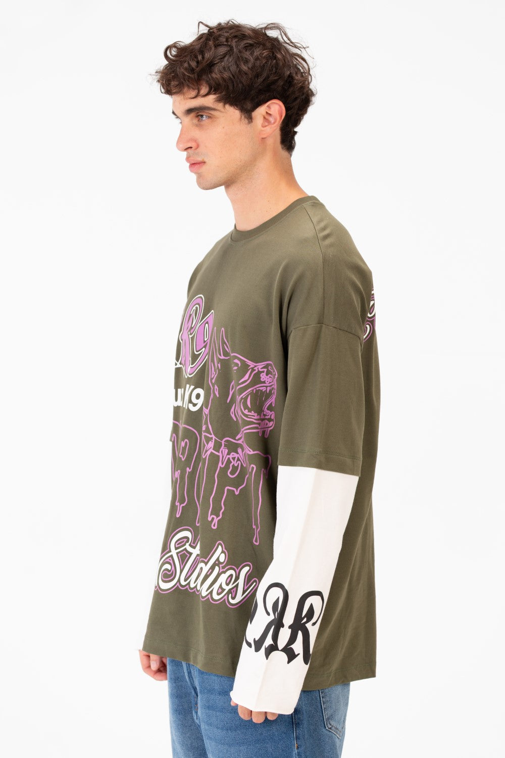 Men’s CK9 T-Shirt Graphic Double Sleeve Artwork Bold Typography