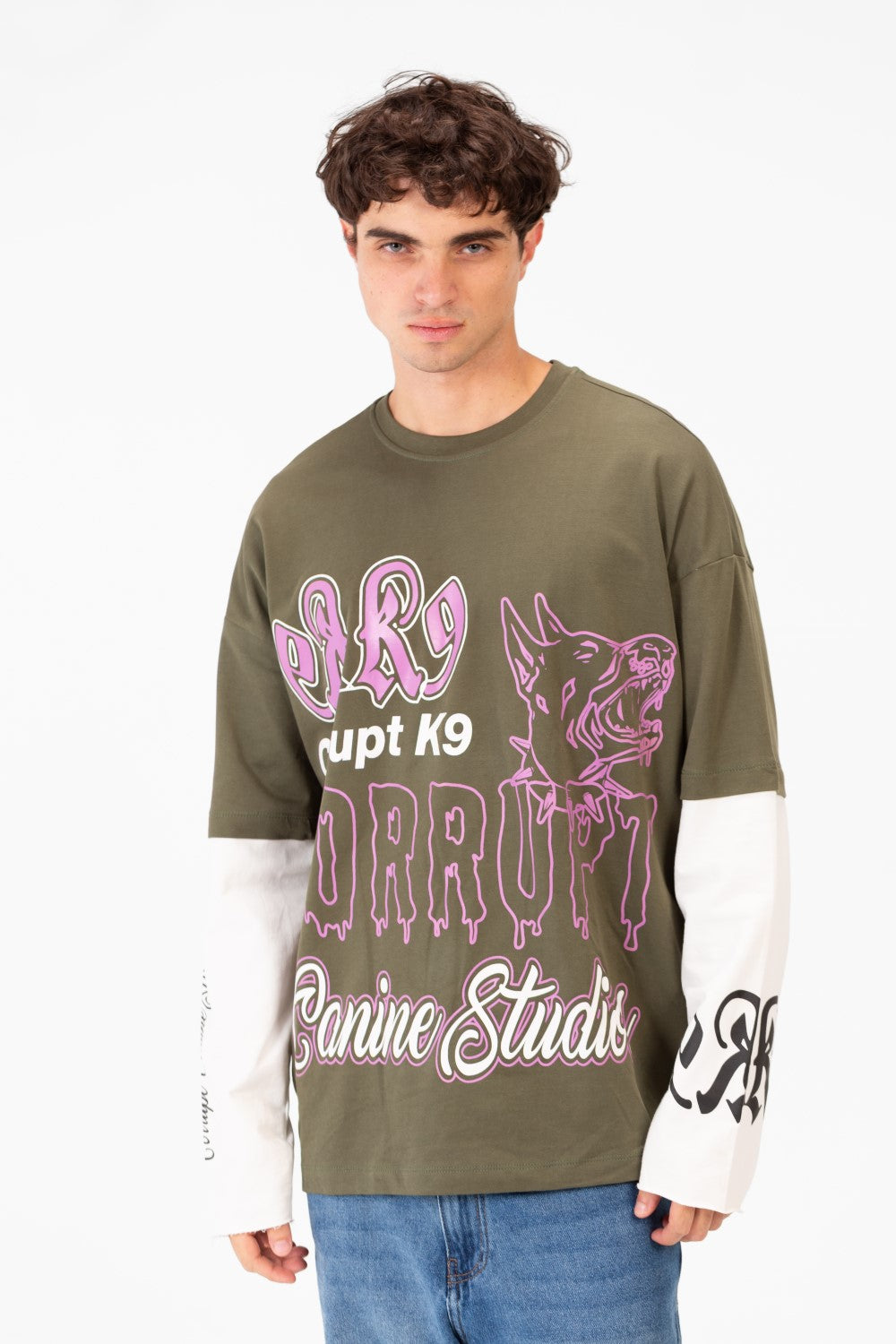 Men’s CK9 T-Shirt Graphic Double Sleeve Artwork Bold Typography