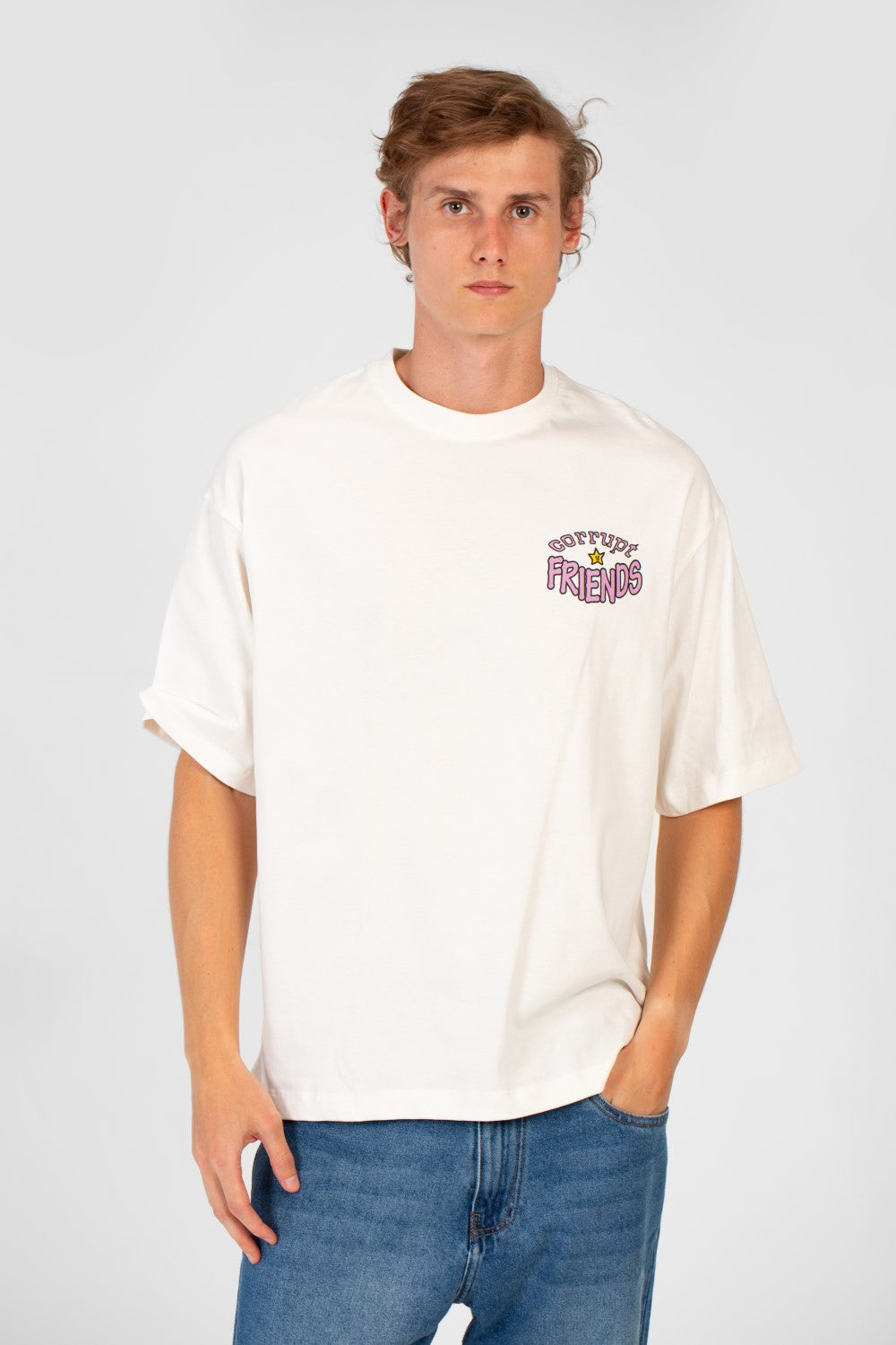 Men’s Back Print T-Shirt Oversized Graphic Detail