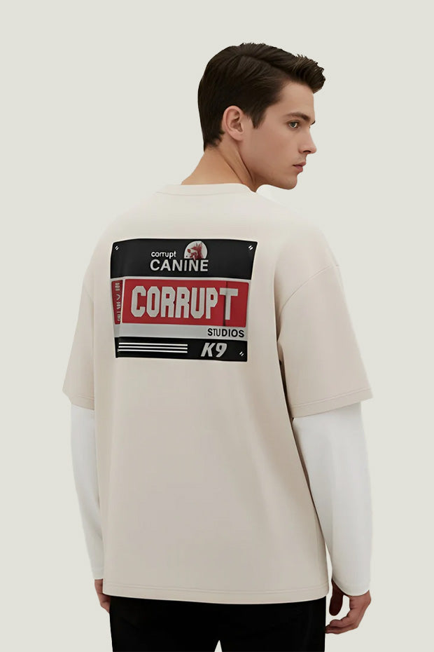 Men’s Label Graphic T-Shirt Layered Sleeve Look Oversized