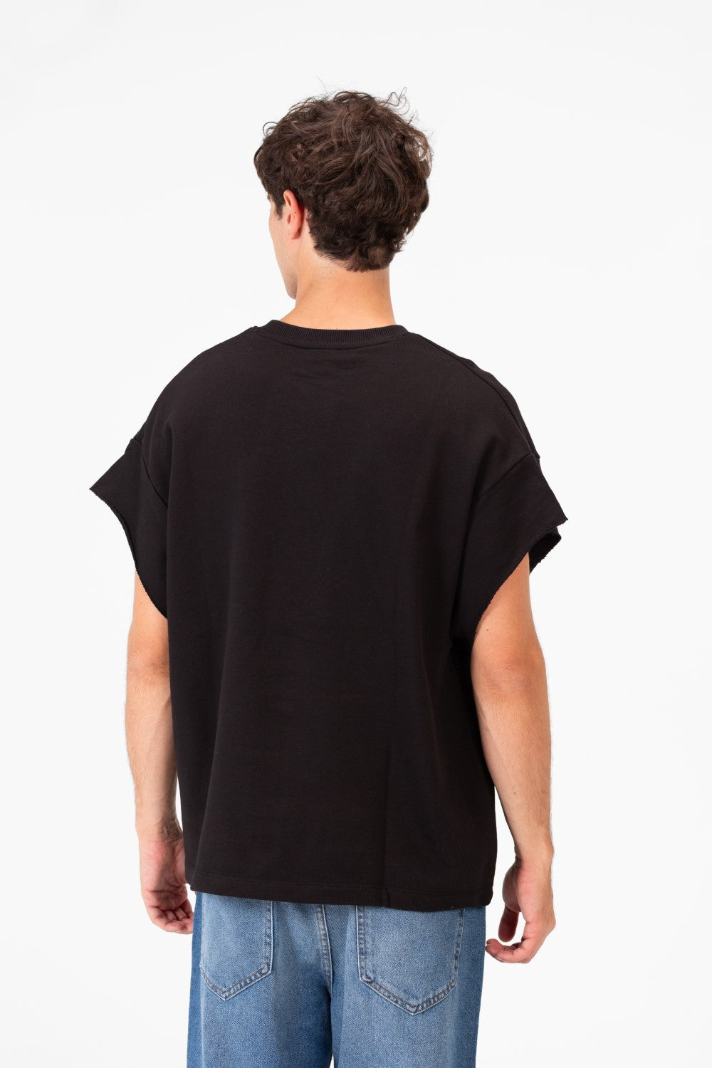 Men’s Graphic Street Raw Cut Sleeves Bold Dog Print T-Shirt