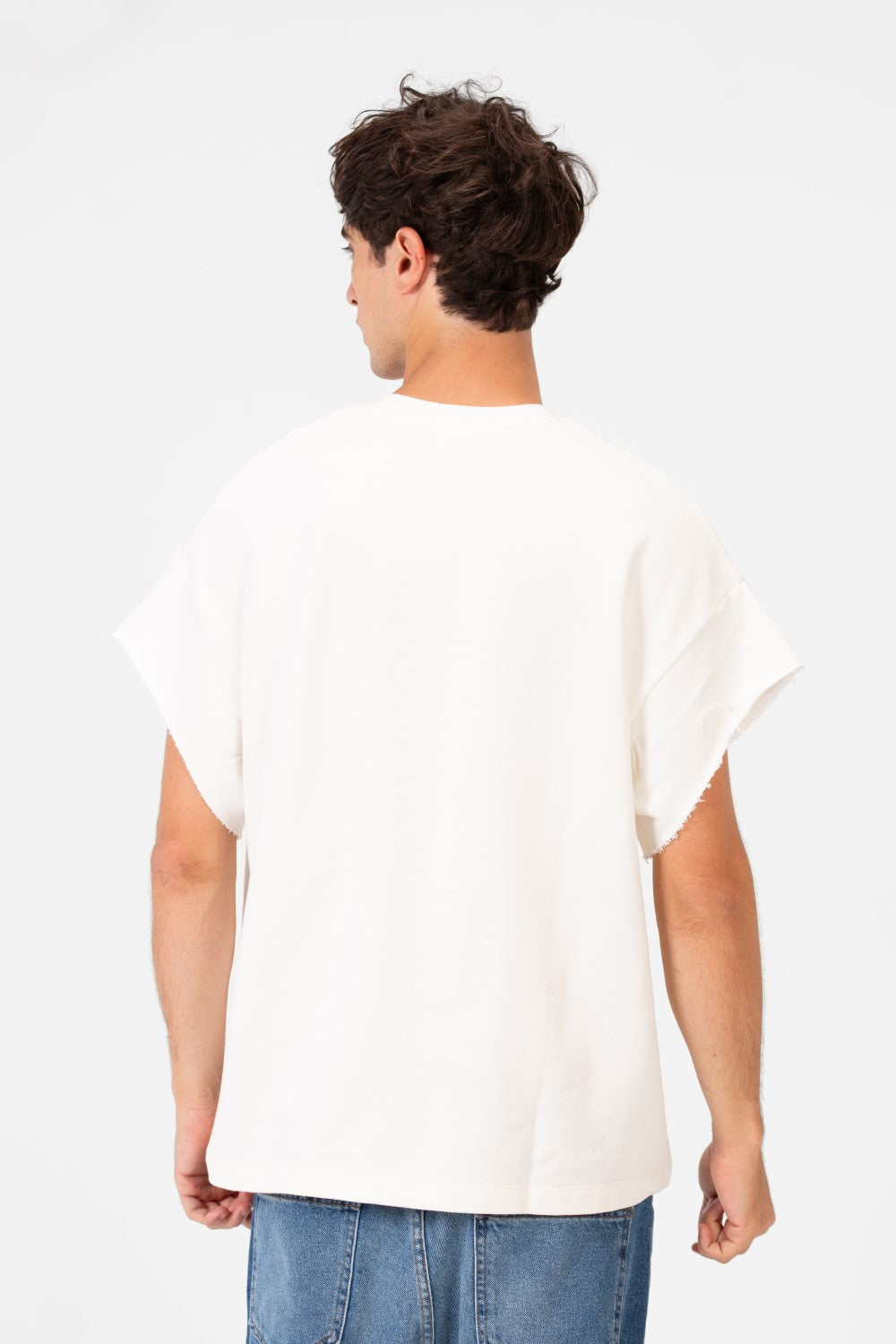 Men’s Graphic Street Raw Cut Sleeves Bold Dog Print T-Shirt