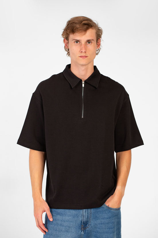 Men’s Polo Collar Half Zip Oversize T-Shirt