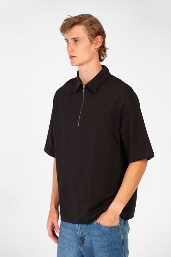 Men’s Polo Collar Half Zip Oversize T-Shirt