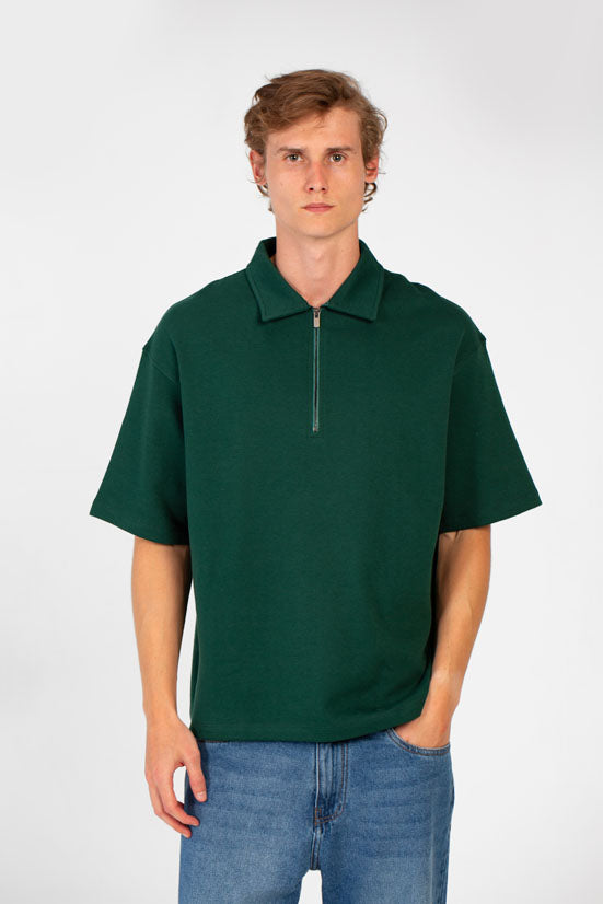 Men’s Polo Collar Half Zip Oversize T-Shirt