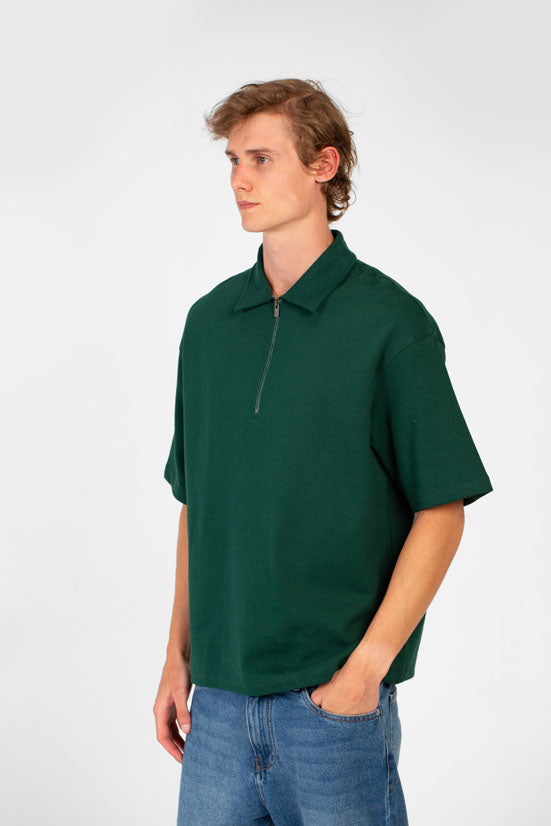 Men’s Polo Collar Half Zip Oversize T-Shirt