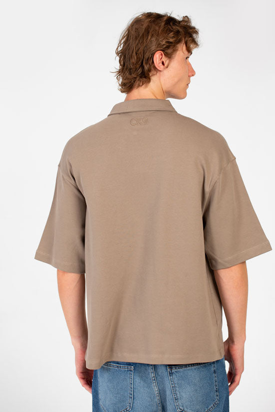 Men’s Polo Collar Half Zip Oversize T-Shirt