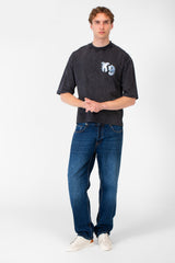Men’s Back Graphic T-Shirt Acid Wash Finish Multi Logo