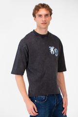 Men’s Back Graphic T-Shirt Acid Wash Finish Multi Logo