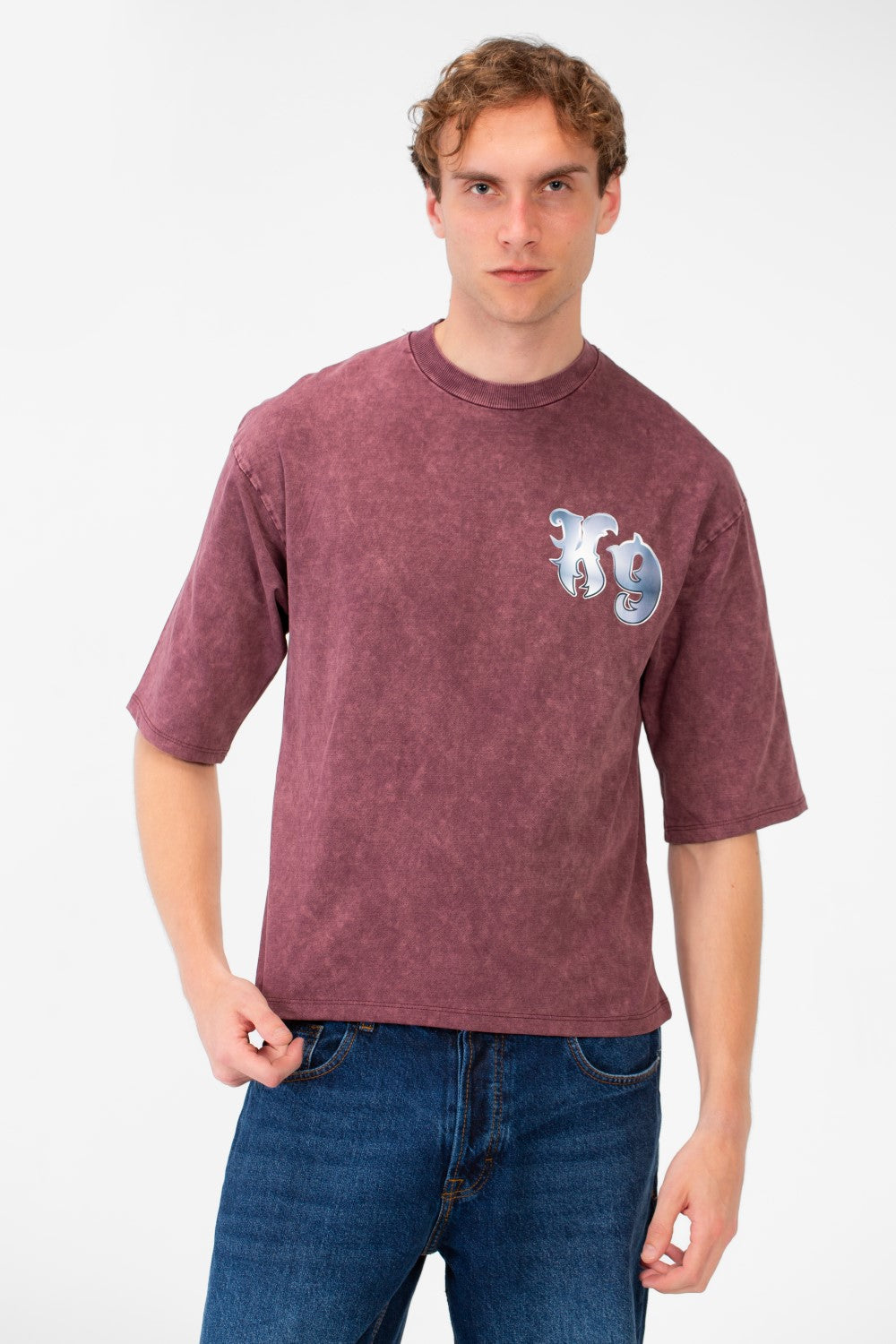 Men’s Back Graphic T-Shirt Acid Wash Finish Multi Logo