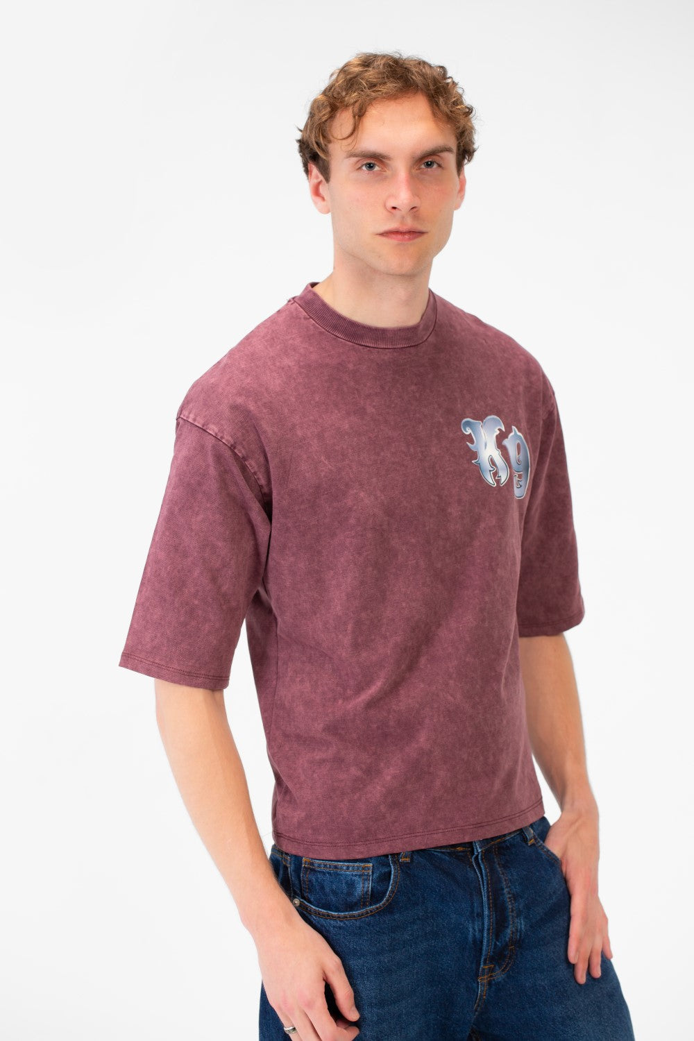 Men’s Back Graphic T-Shirt Acid Wash Finish Multi Logo