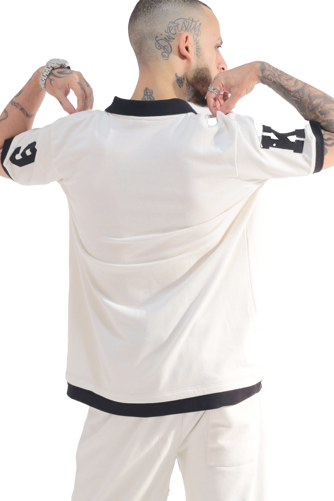 Men’s Sport Polo T-Shirt Collar Detail Embroidered Chest Badges
