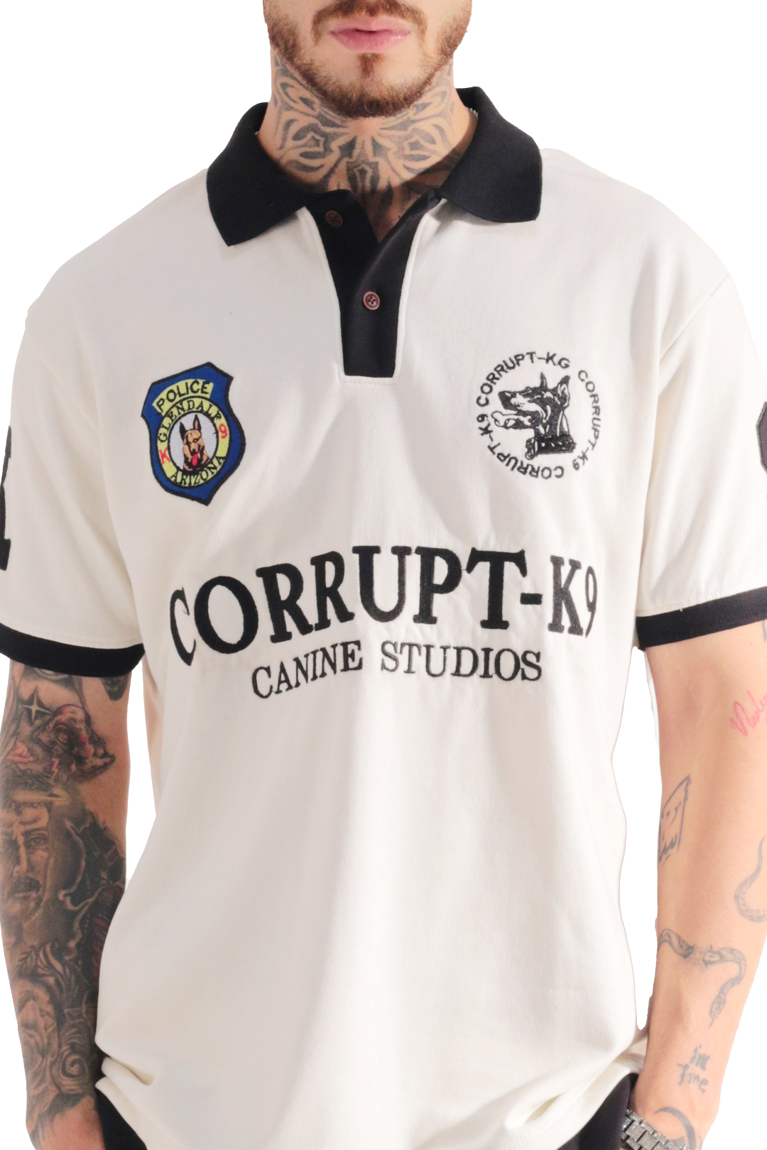 Men’s Sport Polo T-Shirt Collar Detail Embroidered Chest Badges