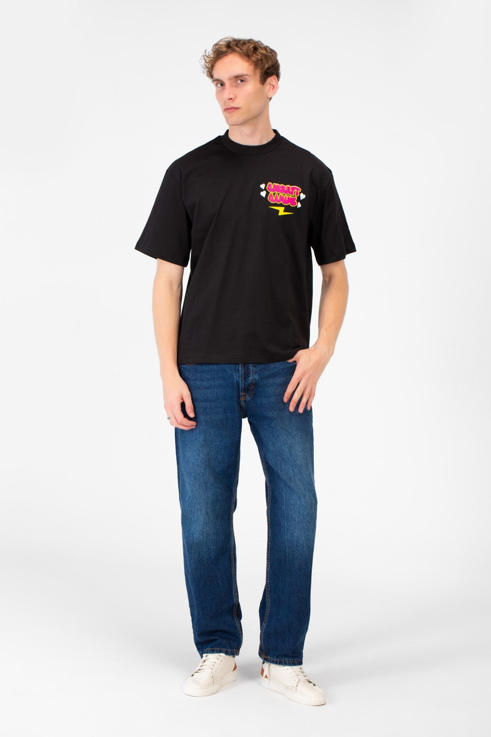 Men’s Tomato Store Back Graphic Tee With Oversized Typography Artwork