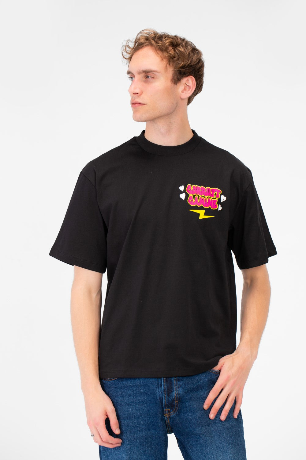 Men’s Tomato Store Back Graphic Tee With Oversized Typography Artwork