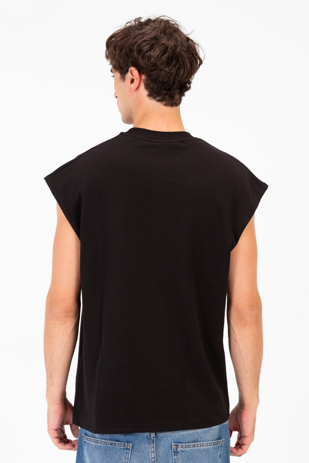 Men’s Sleeveless Cut Clean Front Look Small Chest Logo T-Shirt