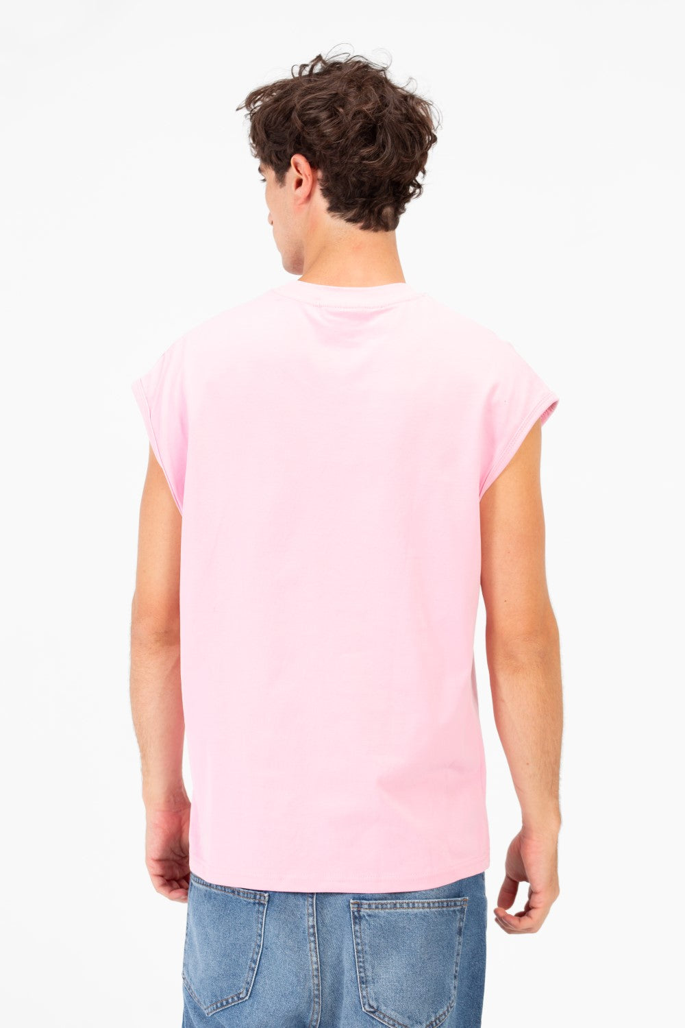 Men’s Sleeveless Cut Clean Front Look Small Chest Logo T-Shirt
