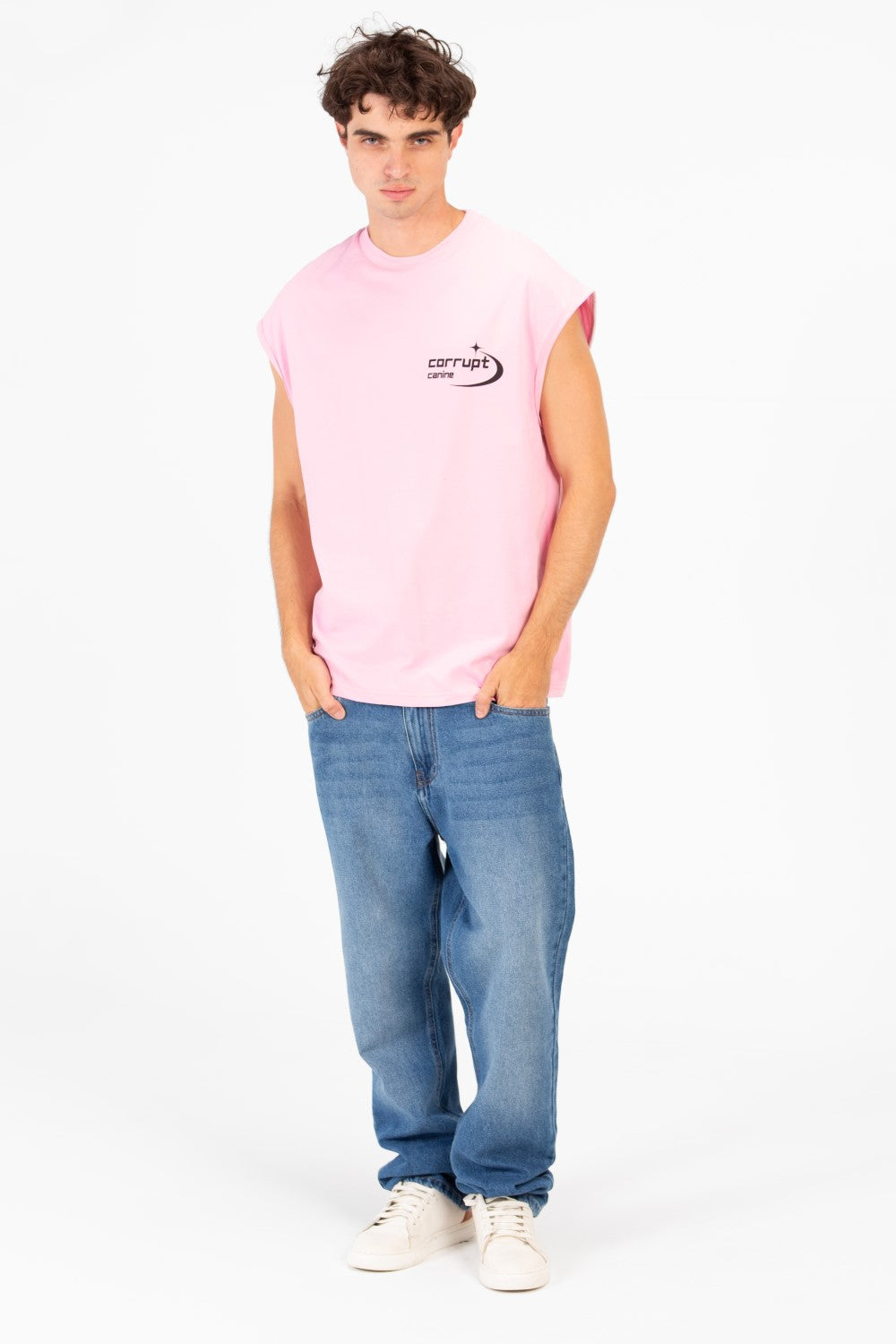 Men’s Sleeveless Cut Clean Front Look Small Chest Logo T-Shirt