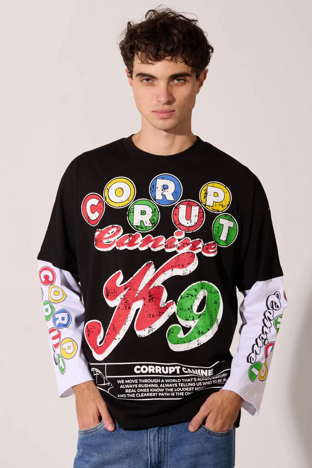 Men’s Layered Graphic T-Shirt Front Back Artwork