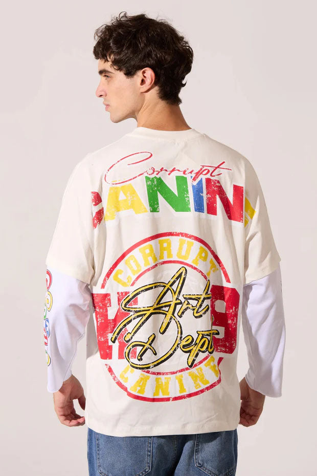 Men’s Layered Graphic T-Shirt Front Back Artwork