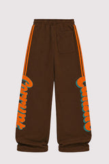 Tomatos Men's Wide-Leg Varsity Sweatpants | Brown Pants