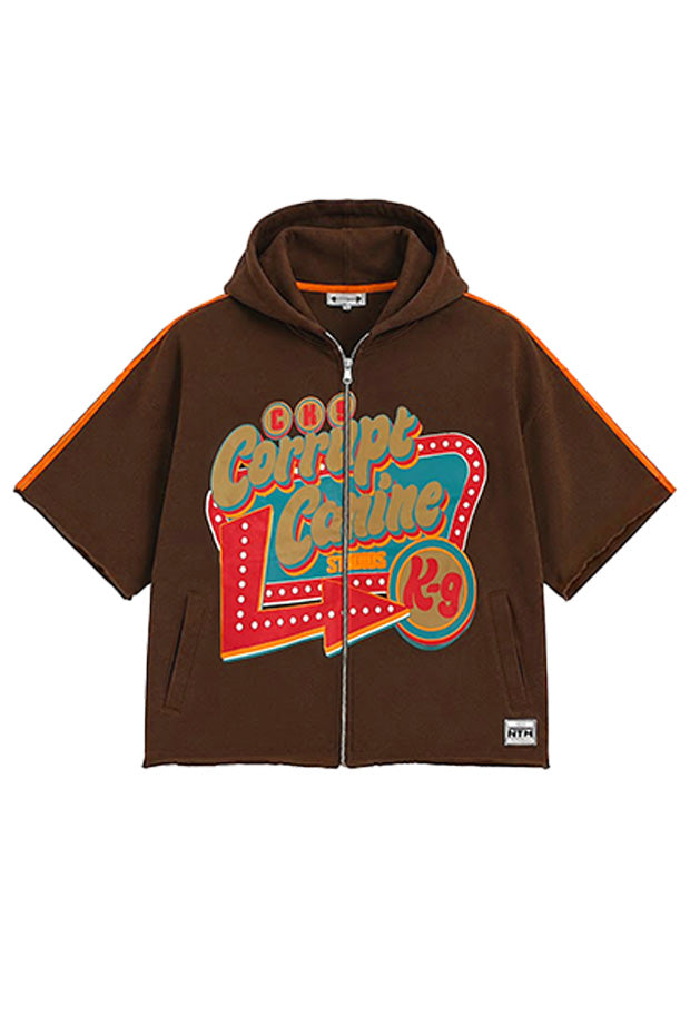 Tomatos Men's Short-Sleeve Zip Hoodie | Oversized 09 Top