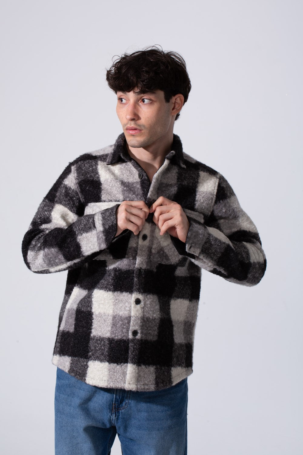 Winter Wool Slim Fit Long Sleeve Men Shirt