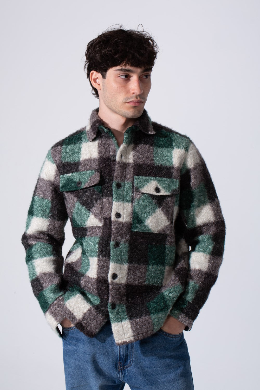 Slim Fit Plaid Men Shirt