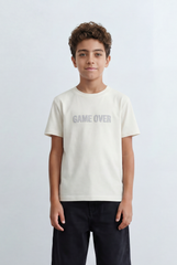Boy's Graphic T-Shirt Bold Game Over Front Print