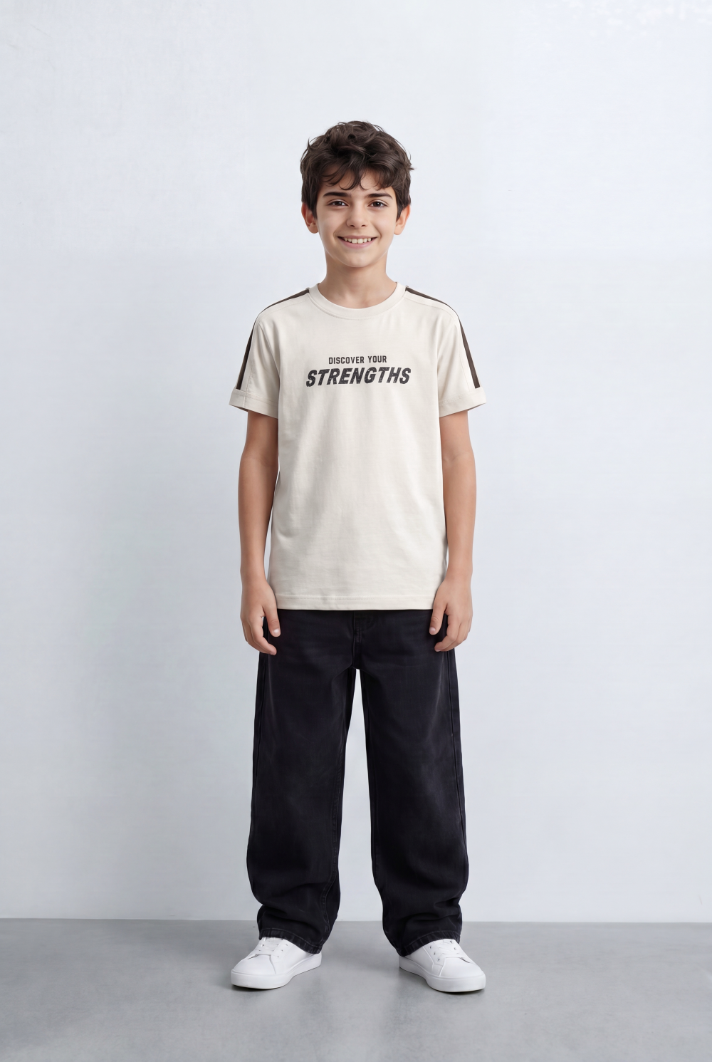 Boy's T-Shirt With Discover Your Strengths Front Print