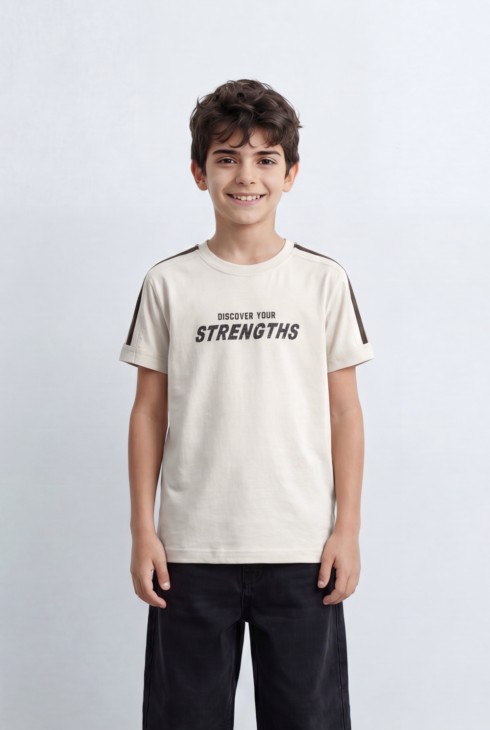 Boy's T-Shirt With Discover Your Strengths Front Print