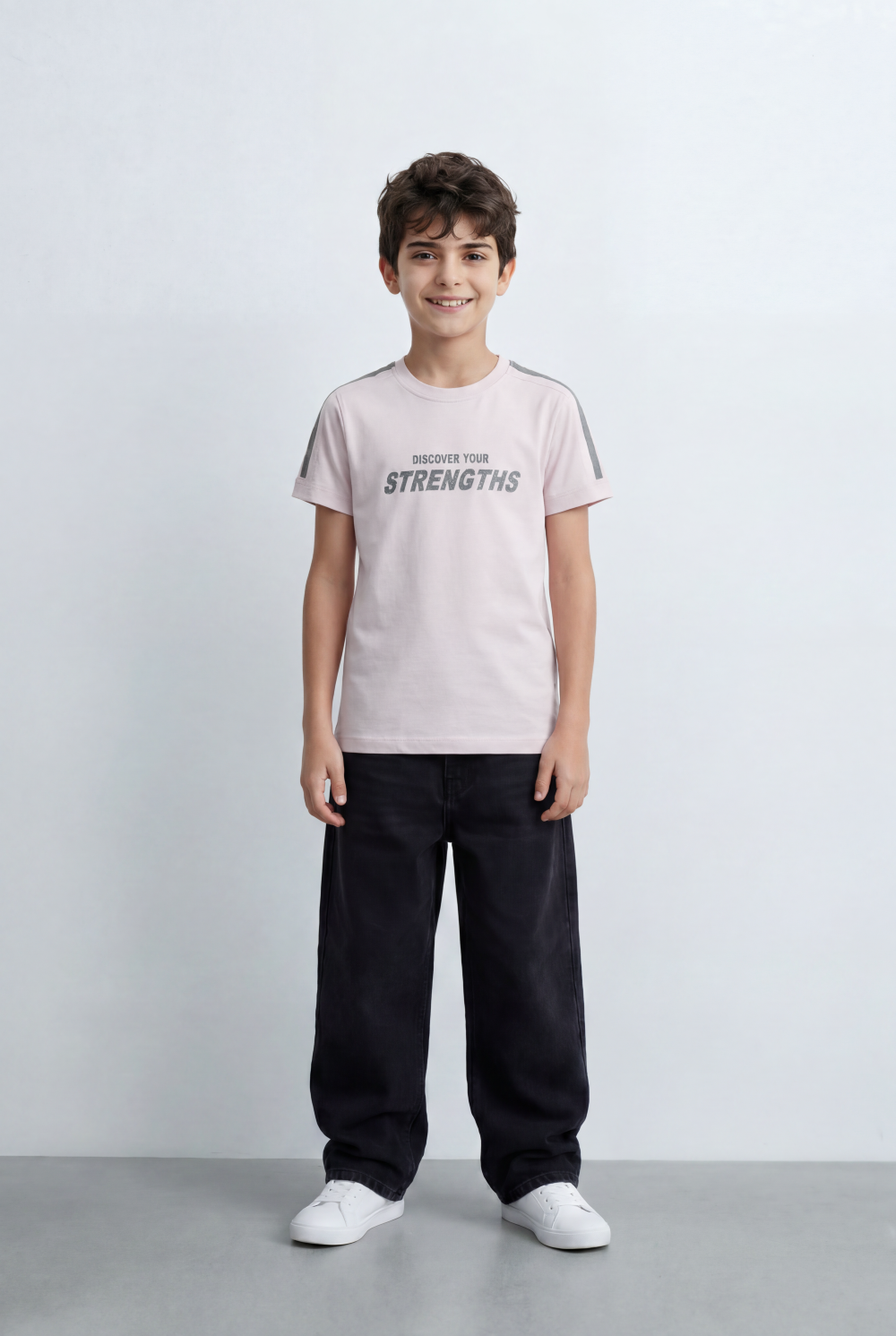 Boy's T-Shirt With Discover Your Strengths Front Print