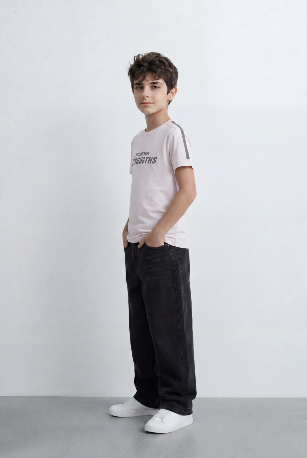 Boy's T-Shirt With Discover Your Strengths Front Print