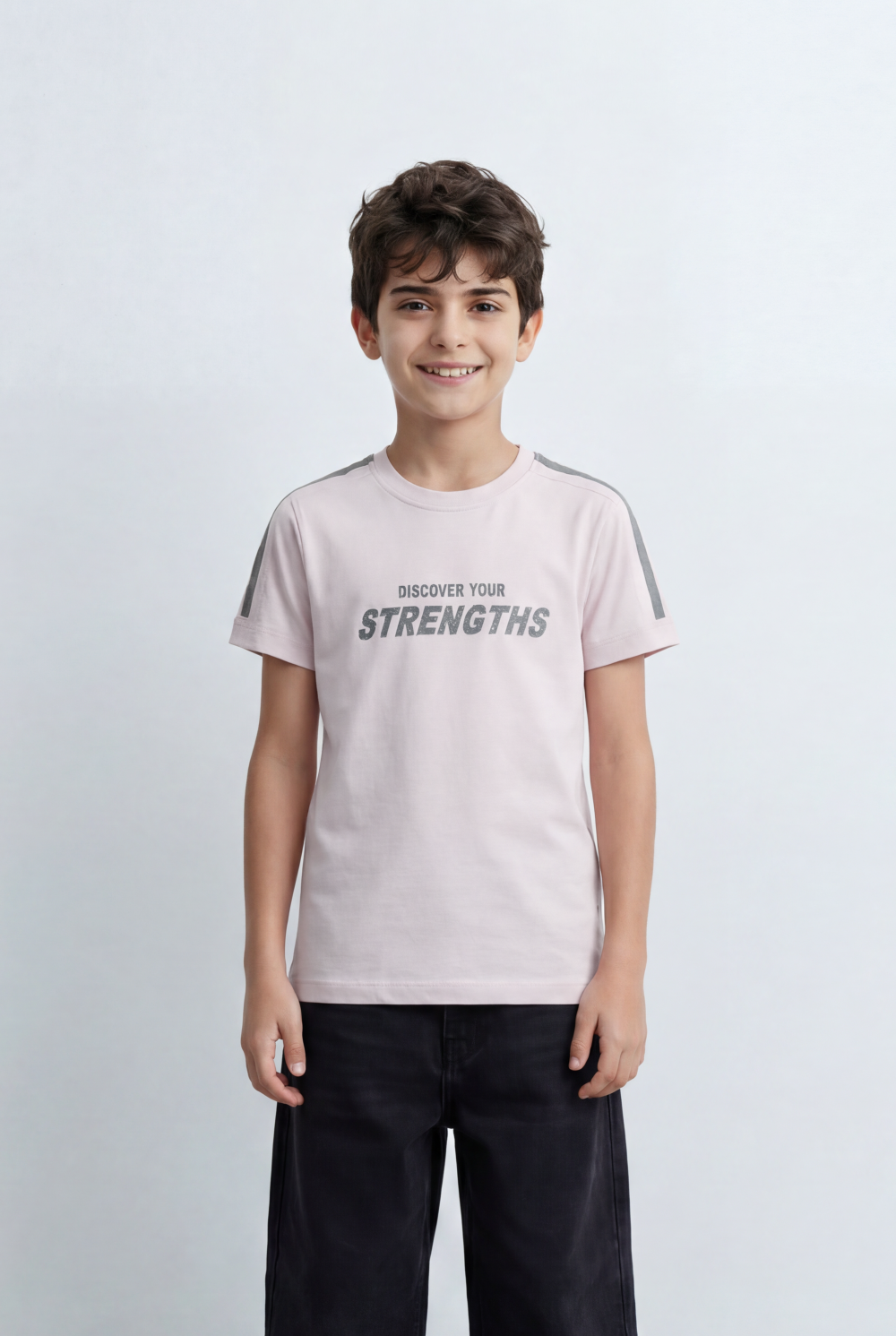 Boy's T-Shirt With Discover Your Strengths Front Print