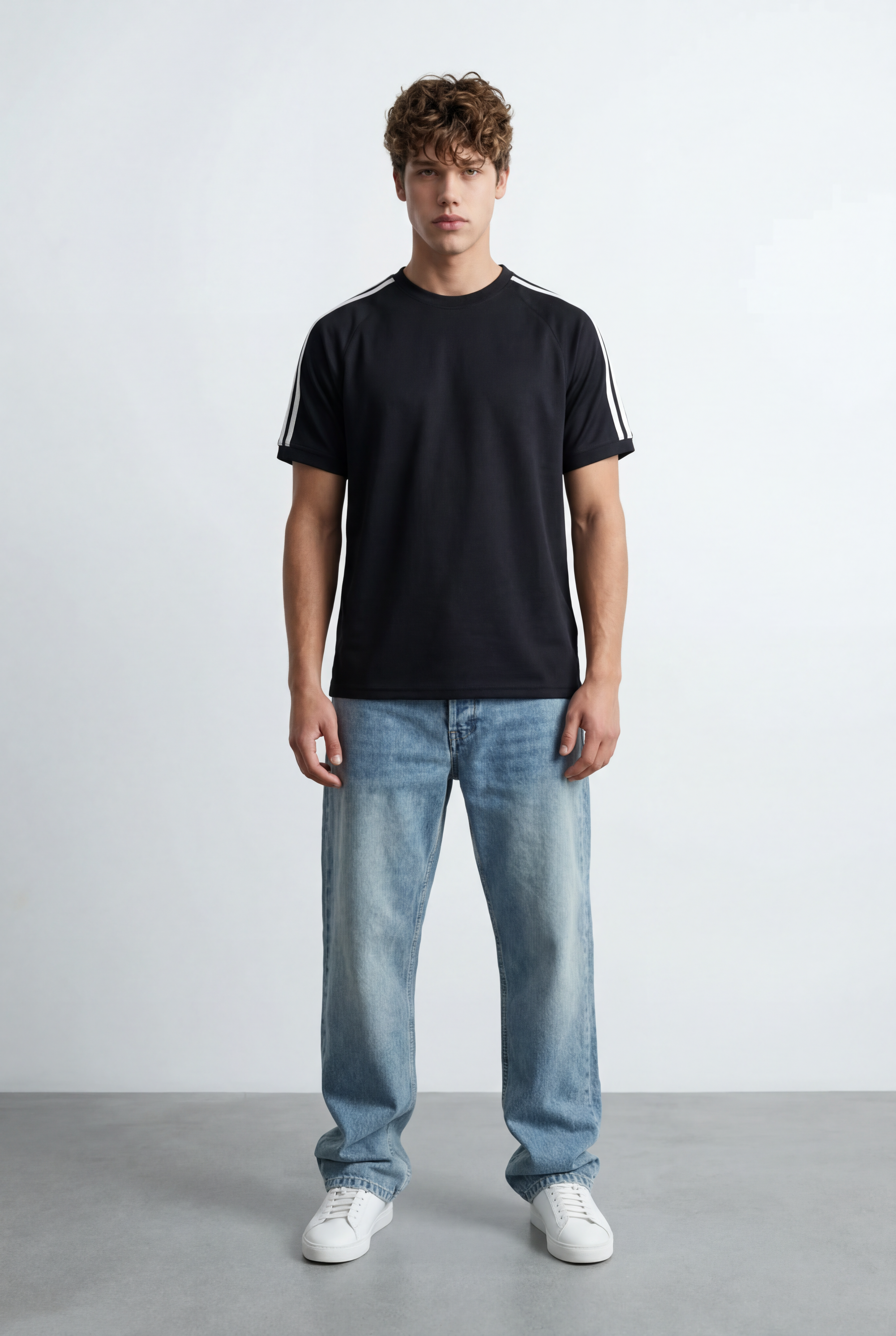 Men’s Dual Shoulder Stripe Detail Oversized T-Shirt
