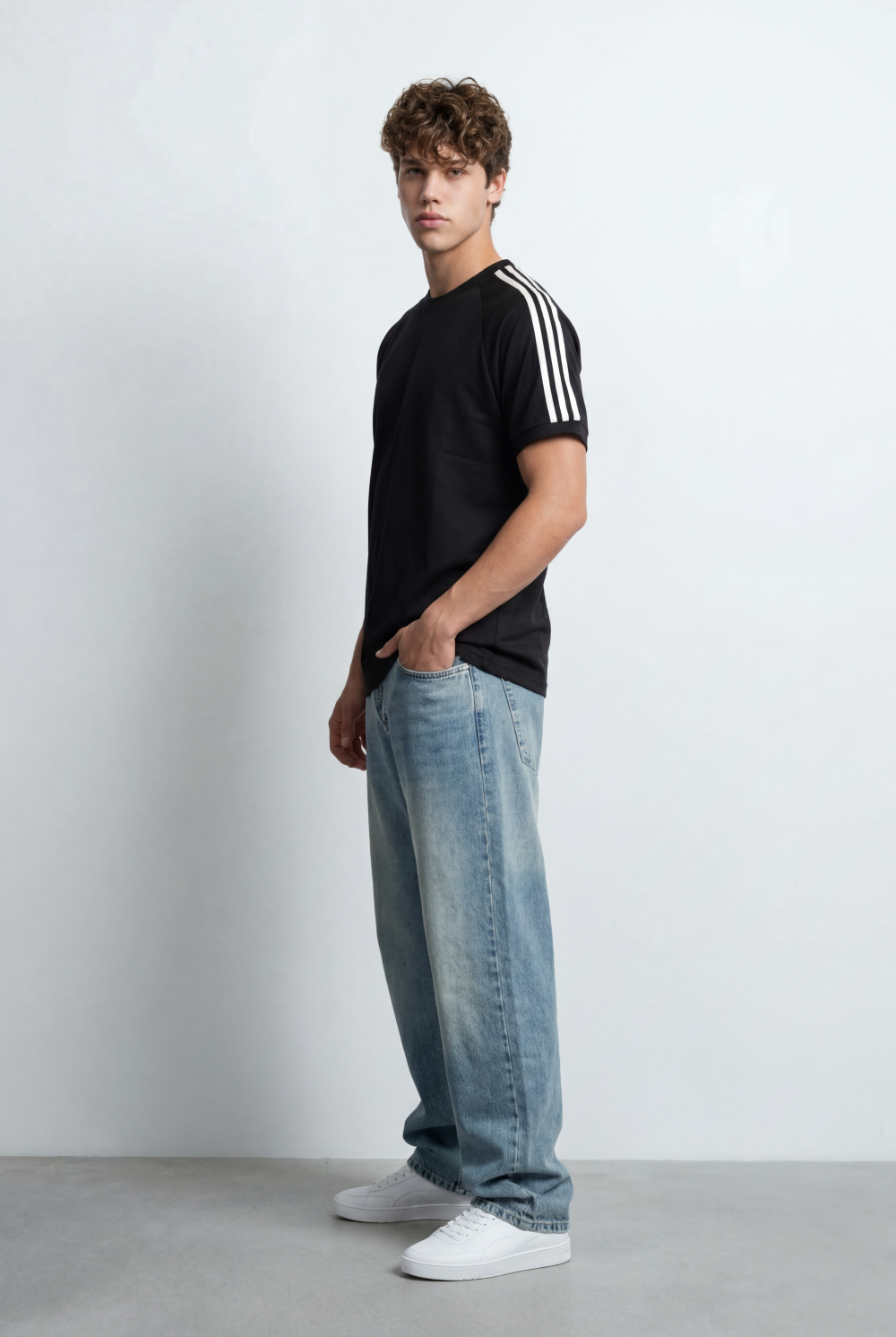 Men’s Dual Shoulder Stripe Detail Oversized T-Shirt