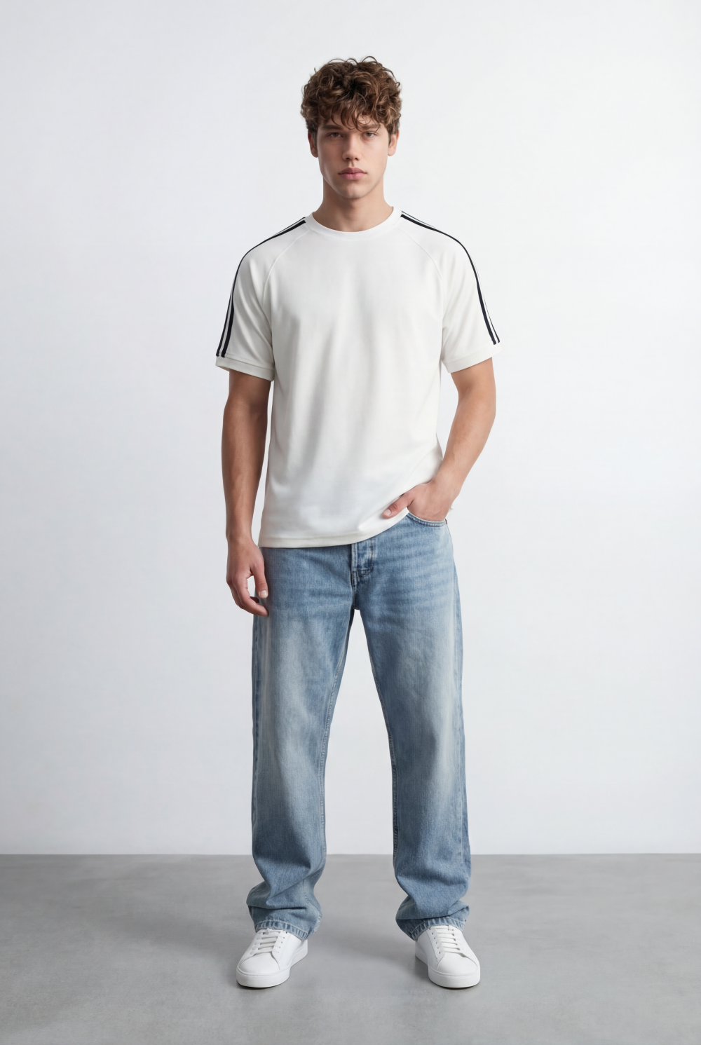 Men’s Dual Shoulder Stripe Detail Oversized T-Shirt