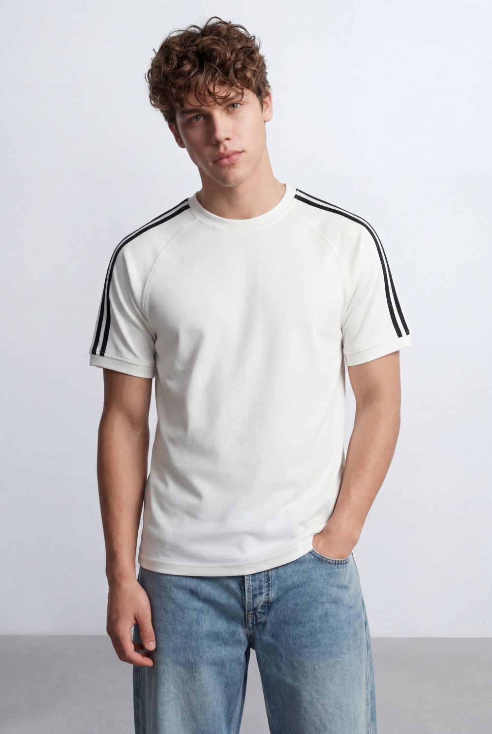 Men’s Dual Shoulder Stripe Detail Oversized T-Shirt