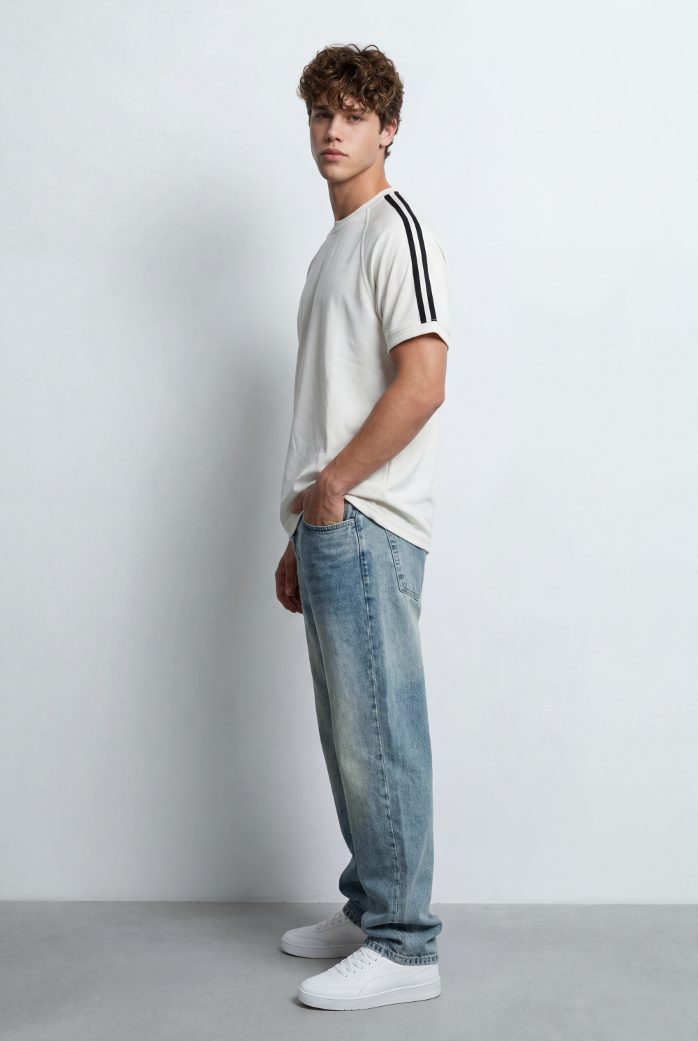 Men’s Dual Shoulder Stripe Detail Oversized T-Shirt