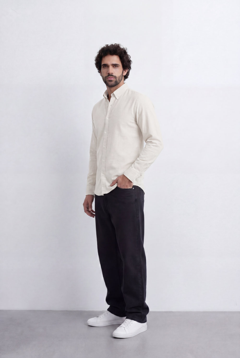 Men’s Linen Blend Shirt Button Down Slim Fit Smart Casual