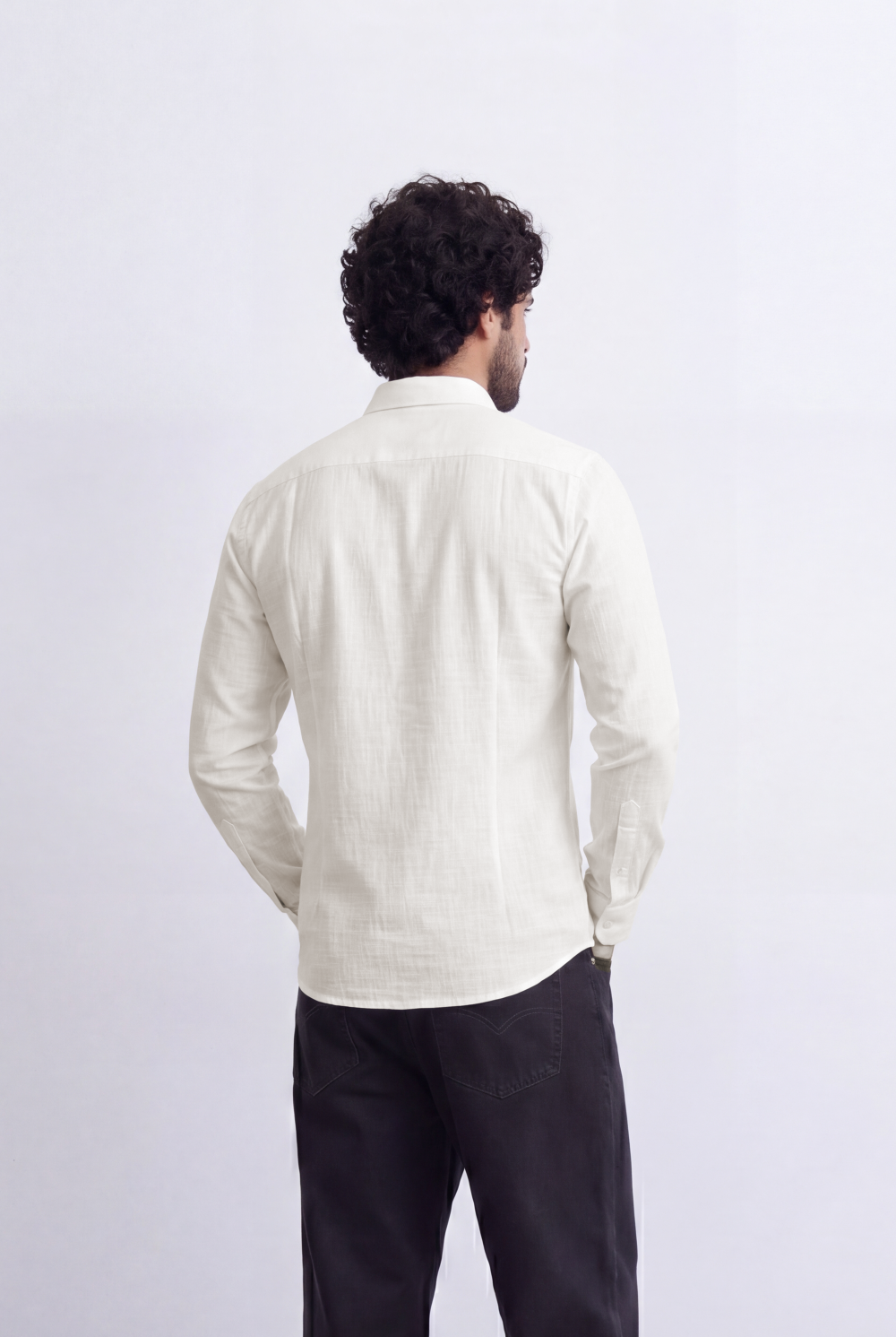 Men’s Linen Blend Shirt Button Down Slim Fit Smart Casual