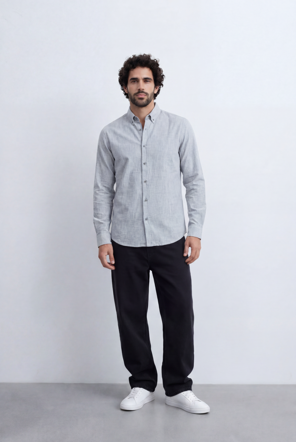 Men’s Linen Blend Shirt Button Down Slim Fit Smart Casual