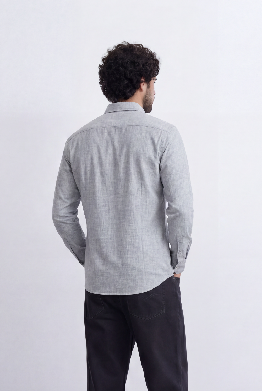 Men’s Linen Blend Shirt Button Down Slim Fit Smart Casual
