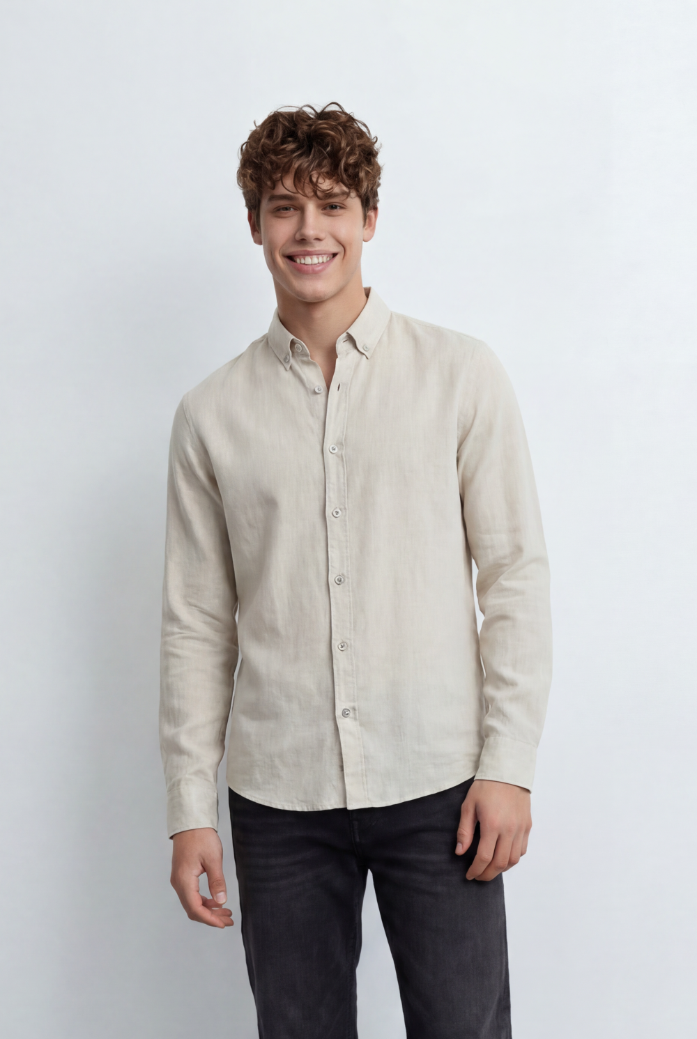 Men's Button Down Shirt With Clean Tailored Slim Fit