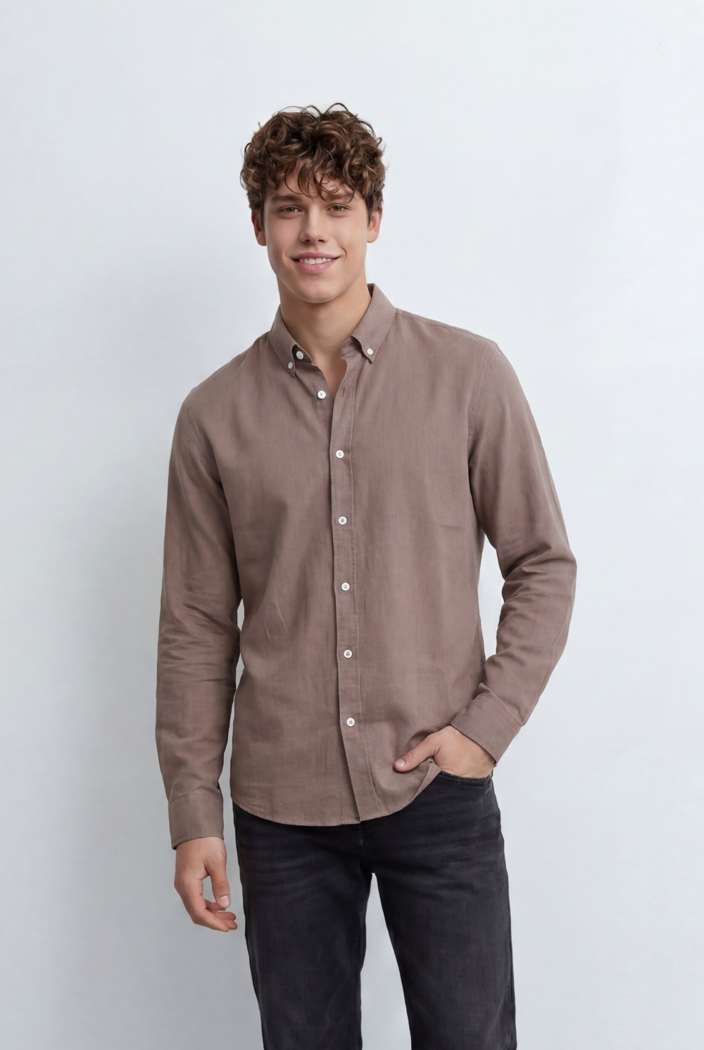 Men's Button Down Shirt With Clean Tailored Slim Fit