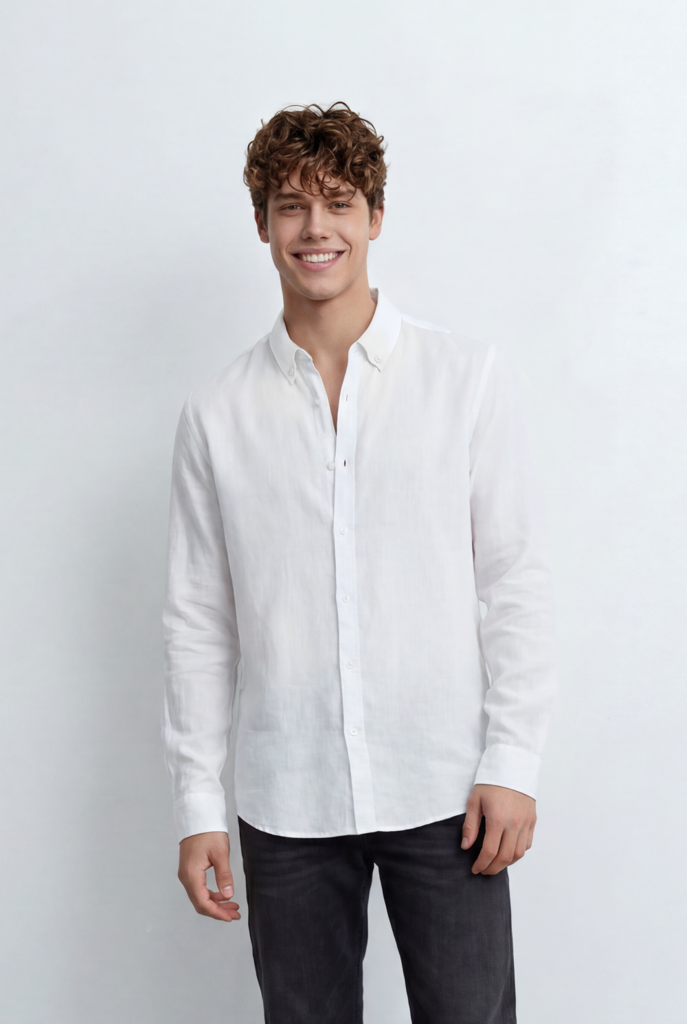 Men's Button Down Shirt With Clean Tailored Slim Fit
