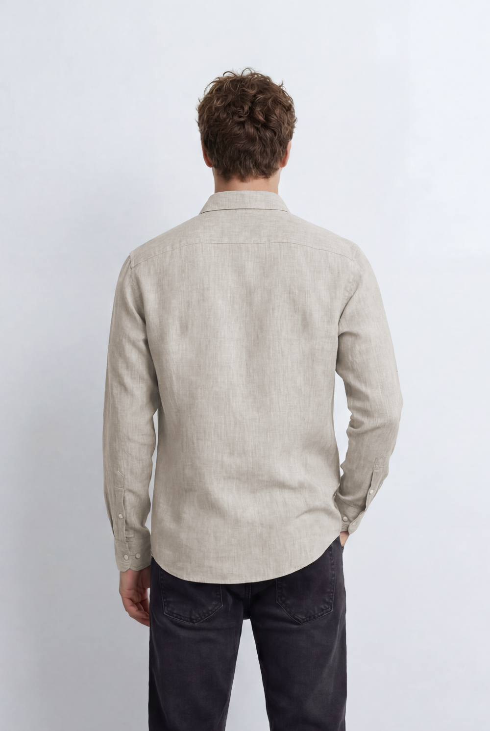 Men's Slim Fit Blend Shirt With Natural Texture