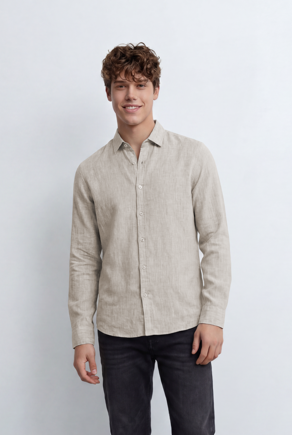 Men's Slim Fit Blend Shirt With Natural Texture