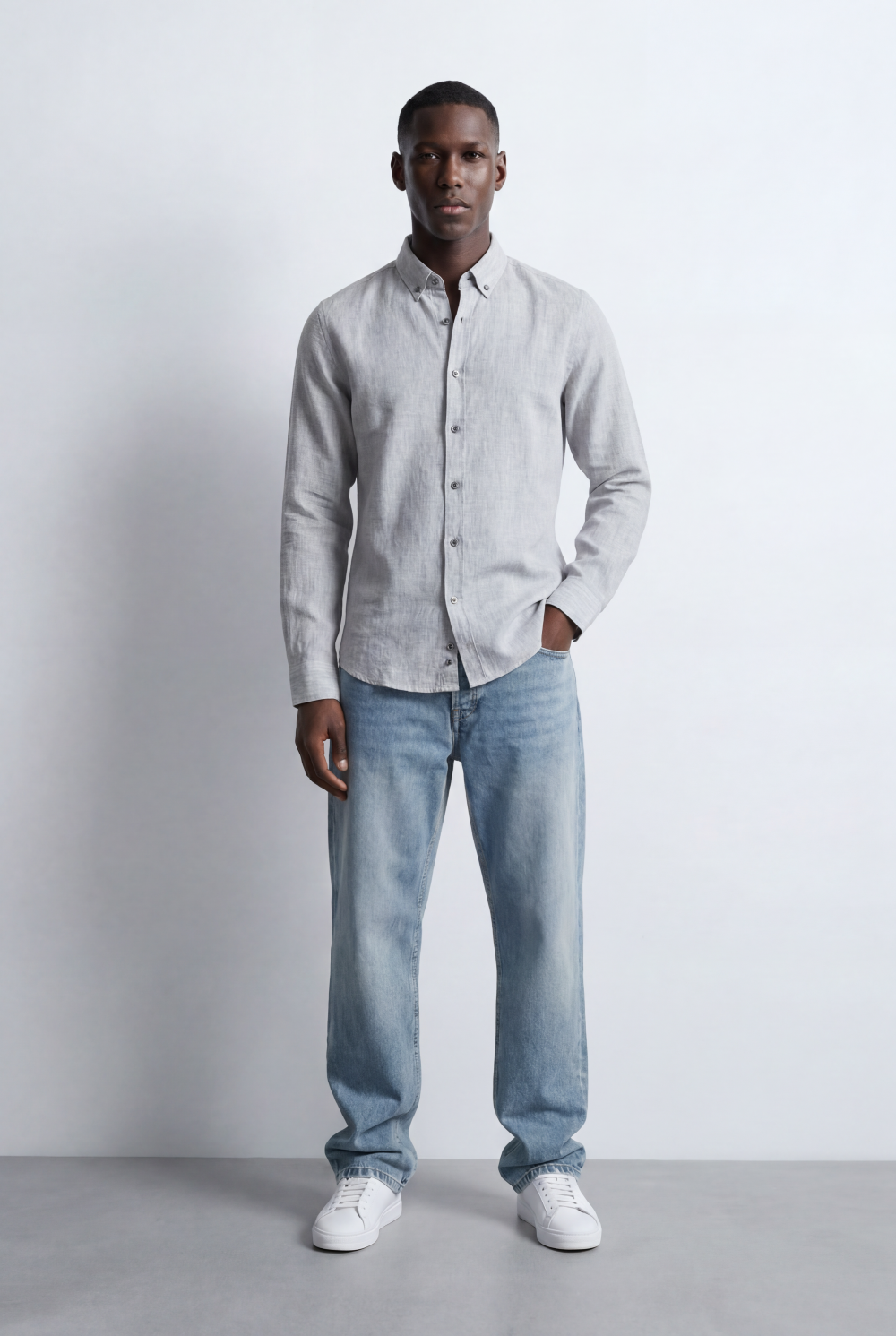 Men’s Tailored Slim Fit Linen Blend Shirt