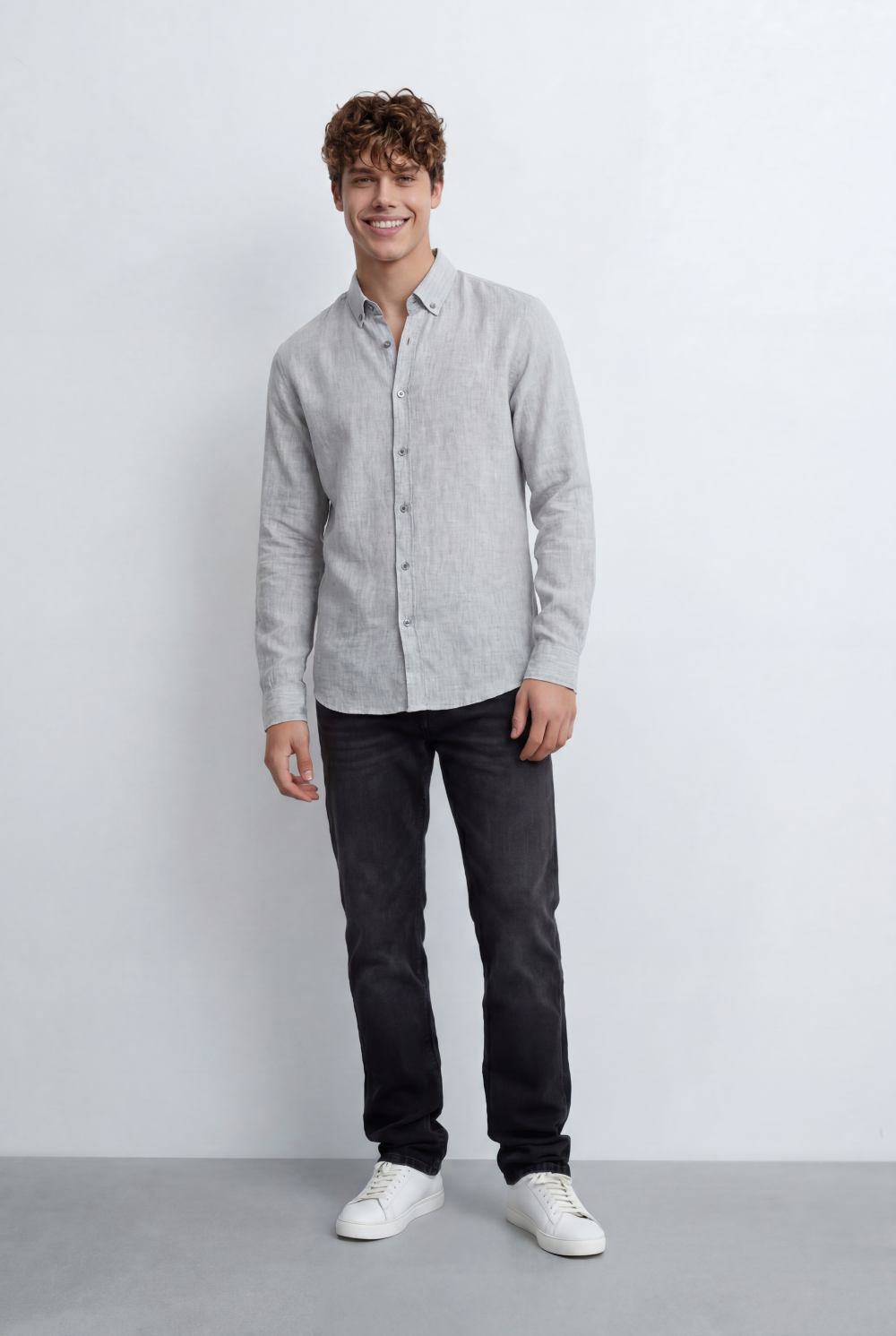 Men's Slim Fit Blend Shirt With Natural Texture